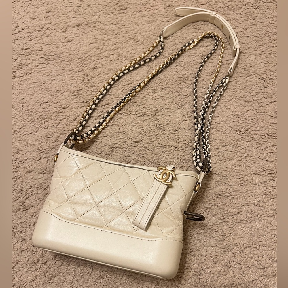 Chanel Gabrielle white small hobo crossbody